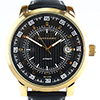 Giordano Automatik-Uhr, gold-schwarz, Tachymeter, Datumsanzeige, schwarz gestepptes Lederarmband