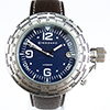 Giordano Automatik-Uhr, silber-blau, Tachymeter, Datumsanzeige, dunkelbraunes Lederarmband