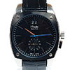Misaki Edelstahl-Uhr schwarz-blau Lederarmband Datumsanzeige Mineralglas WMC98-M6