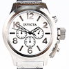 Invicta Chronograph XXL silber, schwarzes Kautschuk-Armband, weißes Ziffernblatt