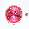 Fila Sportuhr weißes Kautschuk-Armband, pinkes Ziffernblatt, weiße Lünette