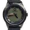 Kraftworkxs Leucht-Uhr Edelstahl matt, schwarzes Armband, grünes Ziffernblatt