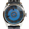Kraftworkxs Leuicht-Uhr Edelstahl, schwarzes Armband, blaues Ziffernblatt