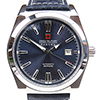 Swiss Military Hanowa Herren-Uhr Automatik, silber, blaues Kalbsleder-Armband, blaues Ziffernblatt