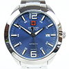 Swiss Military Hanowa Herren-Armbanduhr Automatik, silber, blaues Ziffernblatt, Saphirglas 05-5185.0
