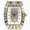Luxuriöse Cerruti-Damenuhr, gold-weiß, weißes Lederarmband CRS002R215A