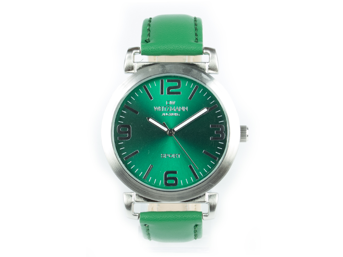 Sport, sportliche Unisex-Armbanduhr grün, mit Echtlederband