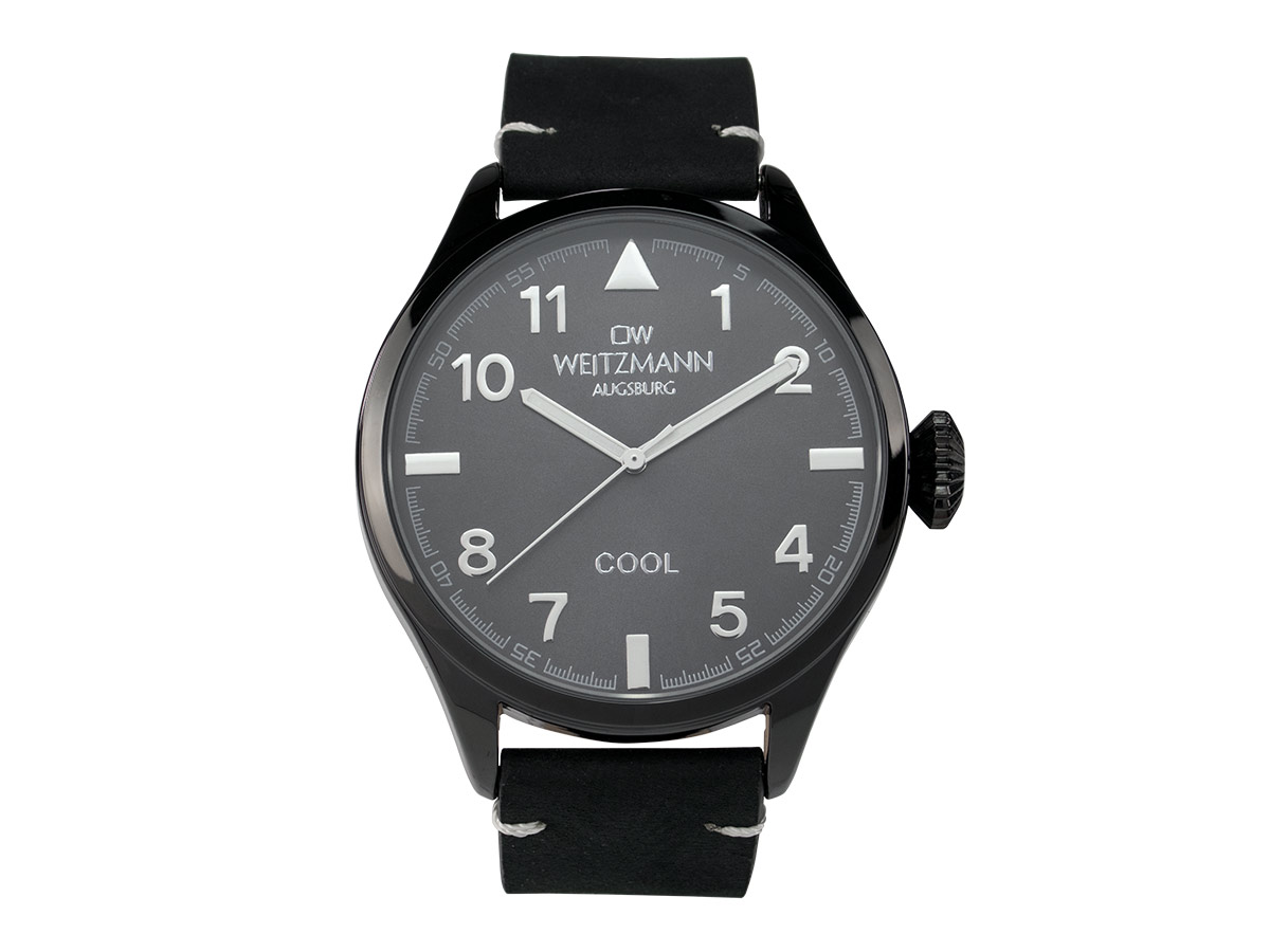 Cool, attraktive Trend-Uhr, schwarz, Echtlederband schwarz