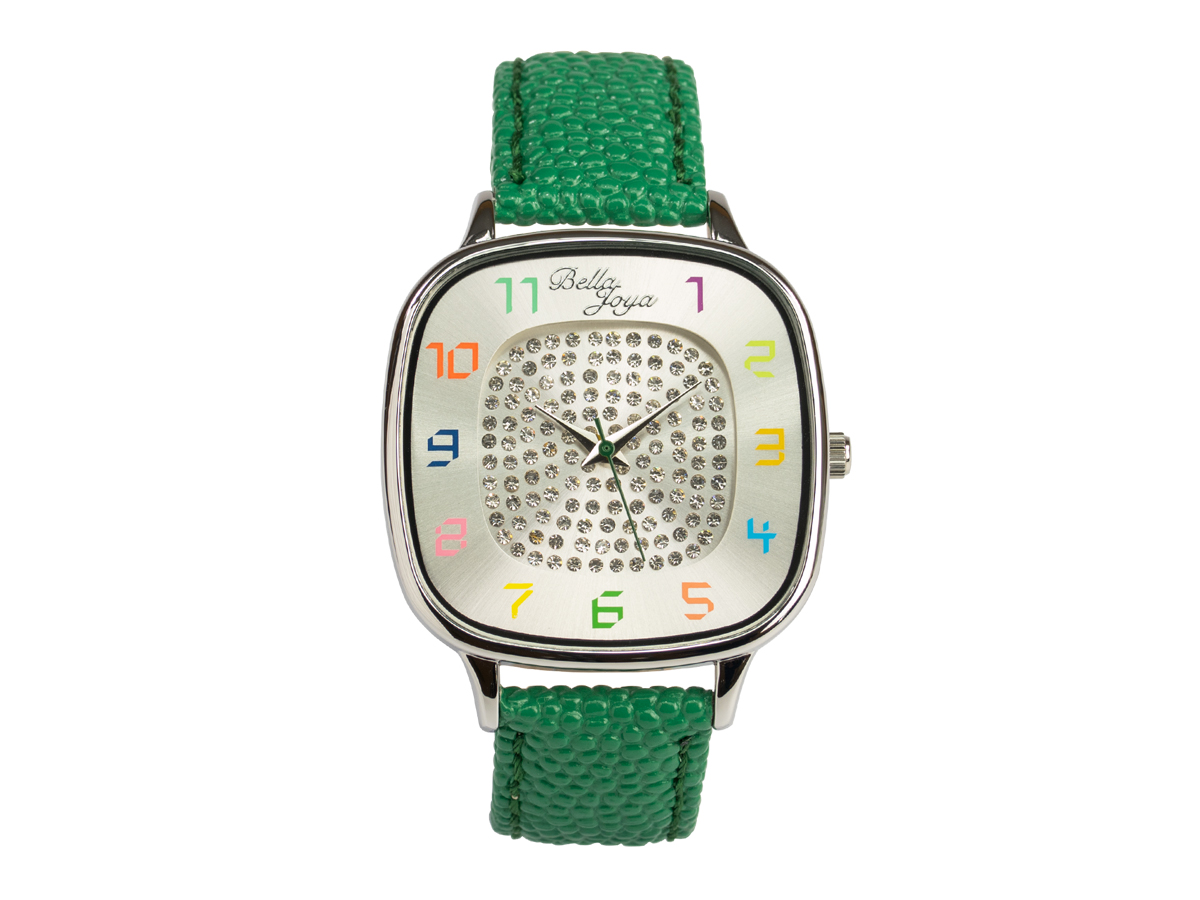 Capri, modische Trend-Uhr, Echtlederband grün