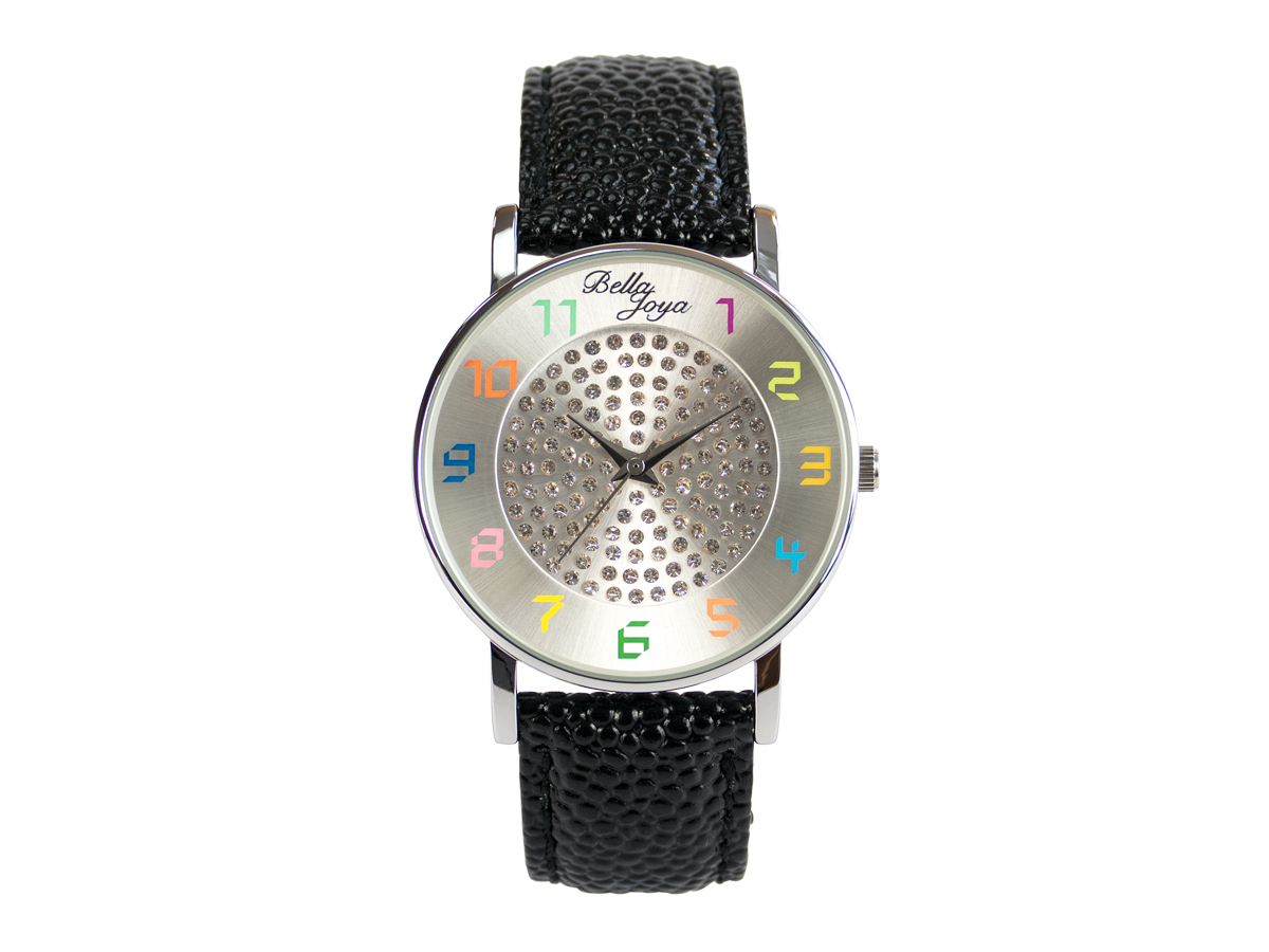 Elba, Young-Fashion-Uhr, Echtlederband schwarz