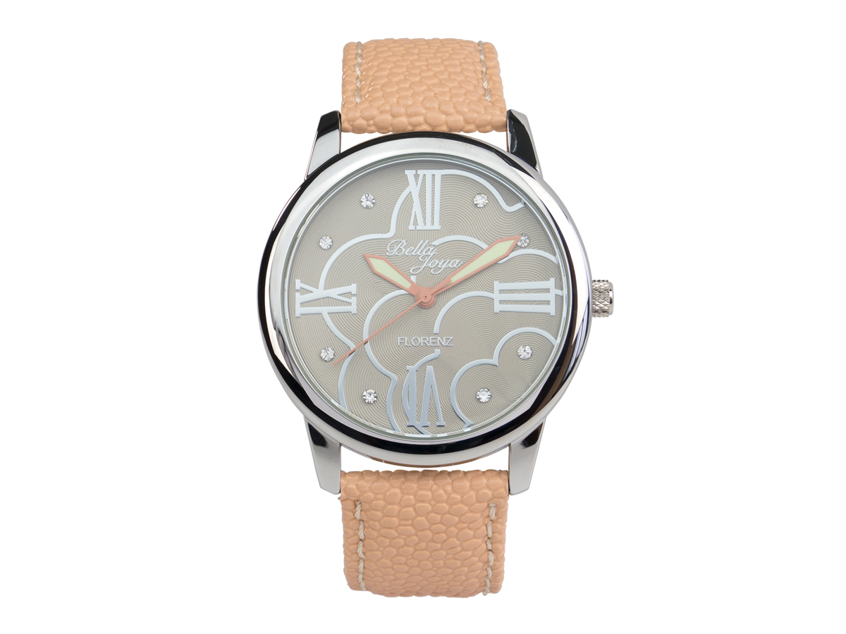 Florenz, modische Damen-Uhr, Echtlederband purpur