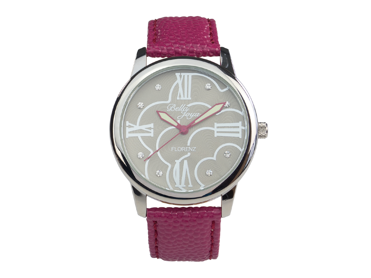 Florenz, modische Damen-Uhr, Echtlederband rosa