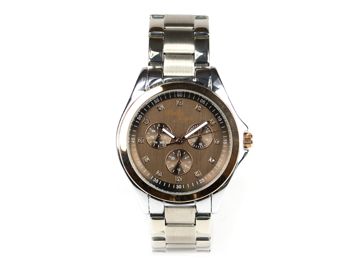 Venedig, edle Damen-Uhr, Zifferblatt hellbraun & Edelstahlband silber